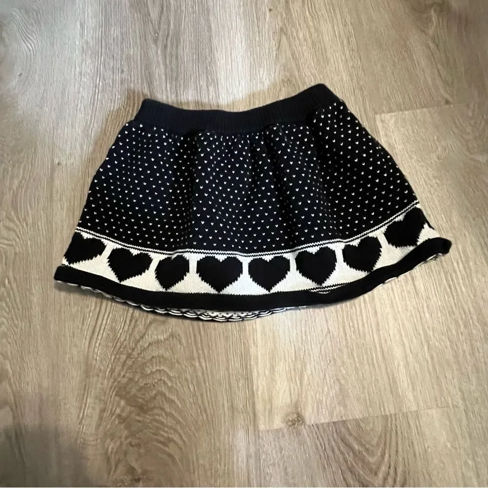 Gap Black & White Heart Print Knit Skirt